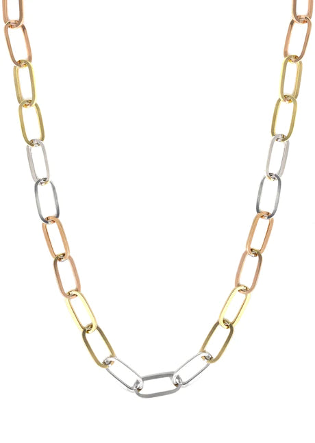 Tri Color Paper Clip Gold Chain 14K
