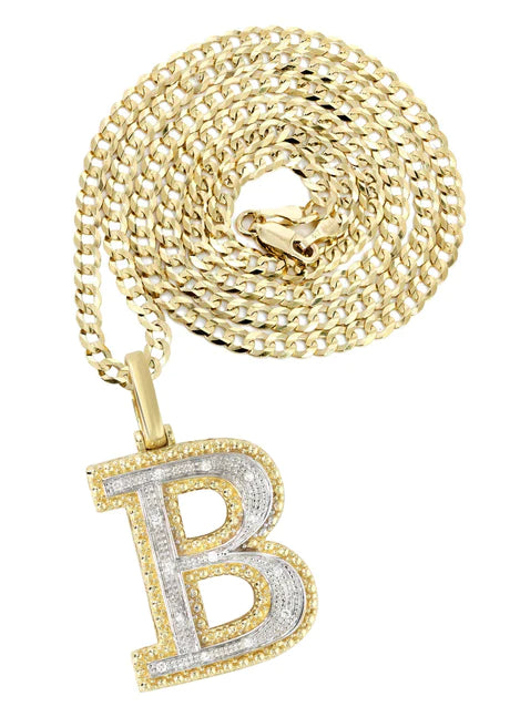 10k Yellow Gold Dimond Pendant Letter "B"