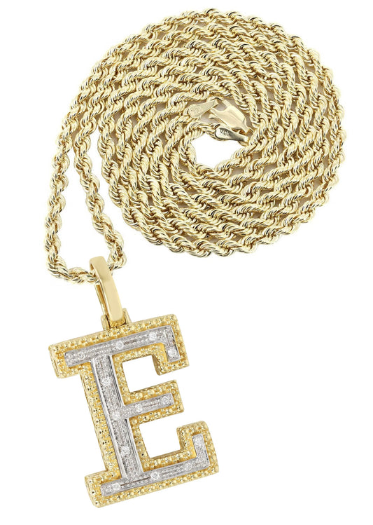 10k Yellow Gold Diamond Pendant Letter "E"