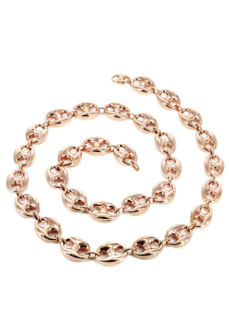 14K Rose Gold Chain Hollow Puff