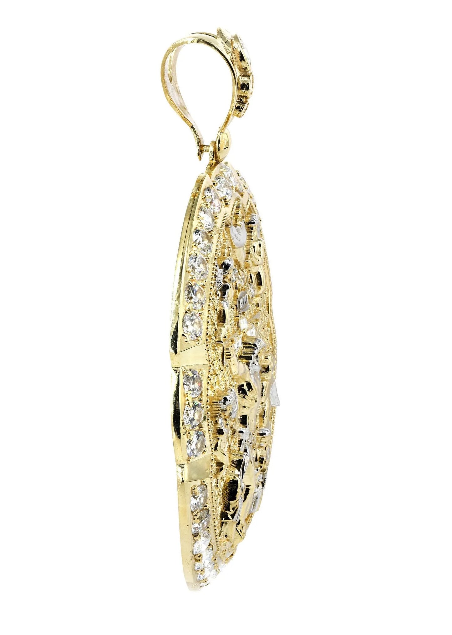 Big Jesus & Cz 10K Yellow Gold Pendant. | 39.1 Grams
