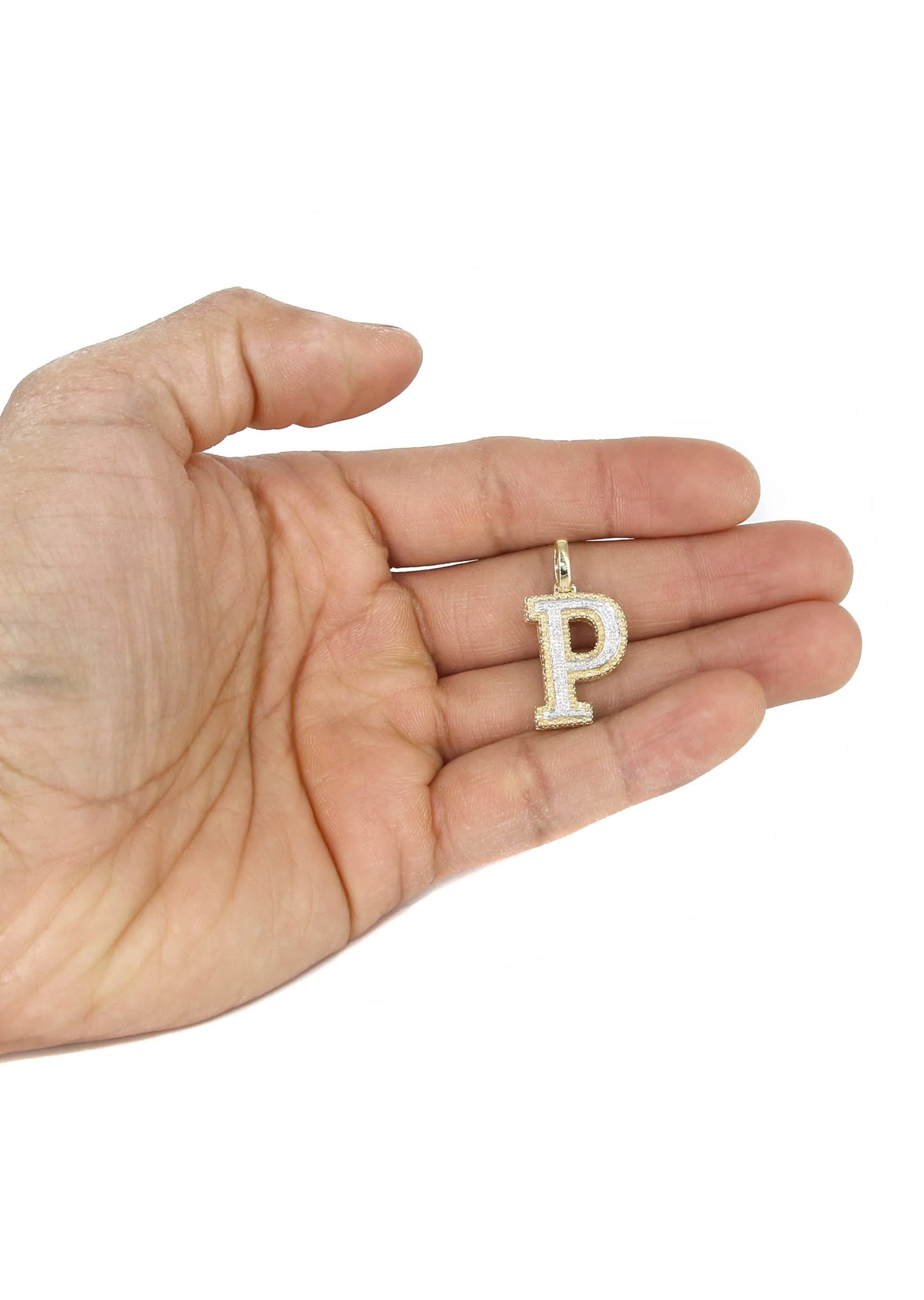 10k Yellow Gold Diamond Pendant Letter "P"