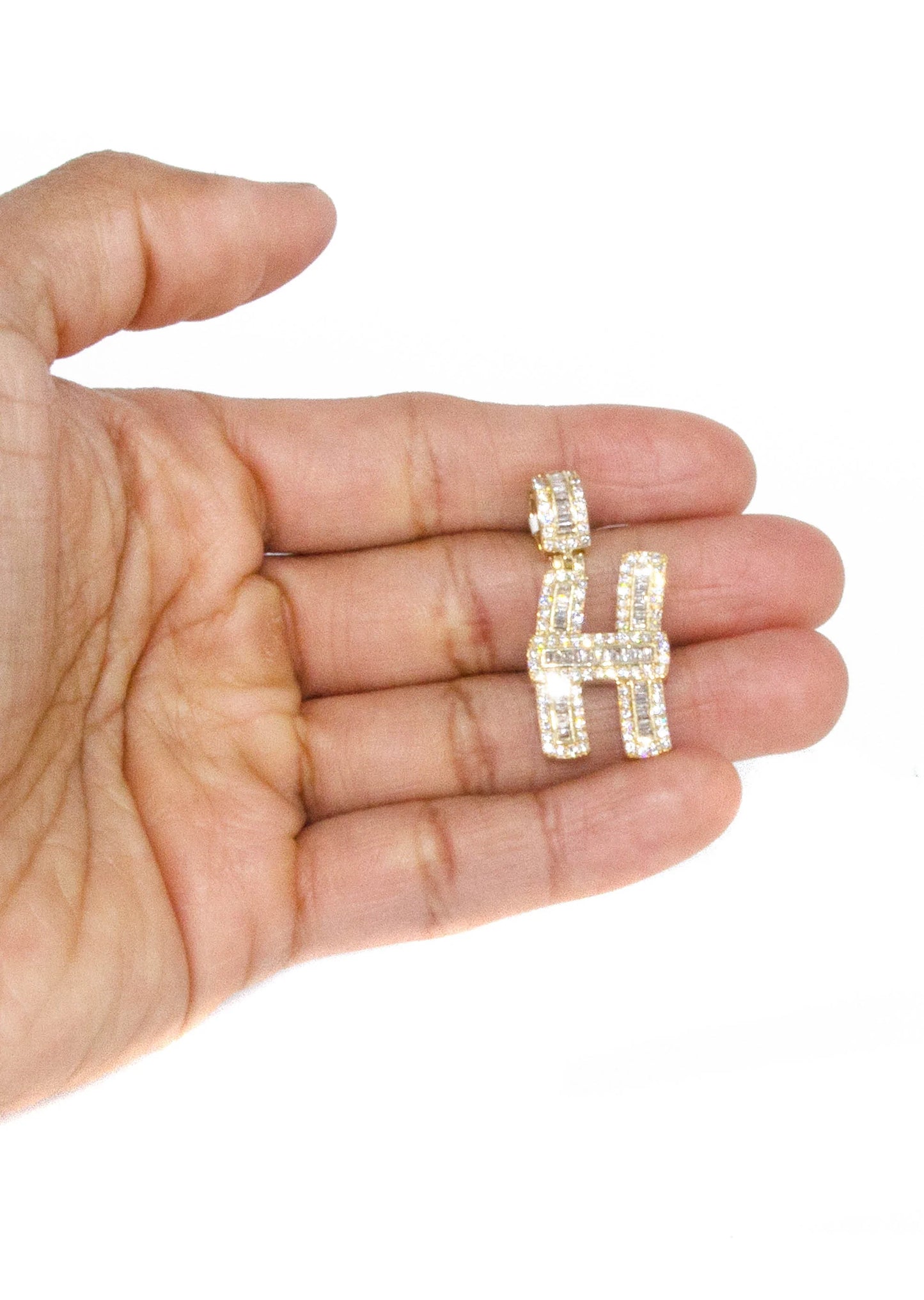 14K Yellow Gold Letter "H" Baguette Diamond