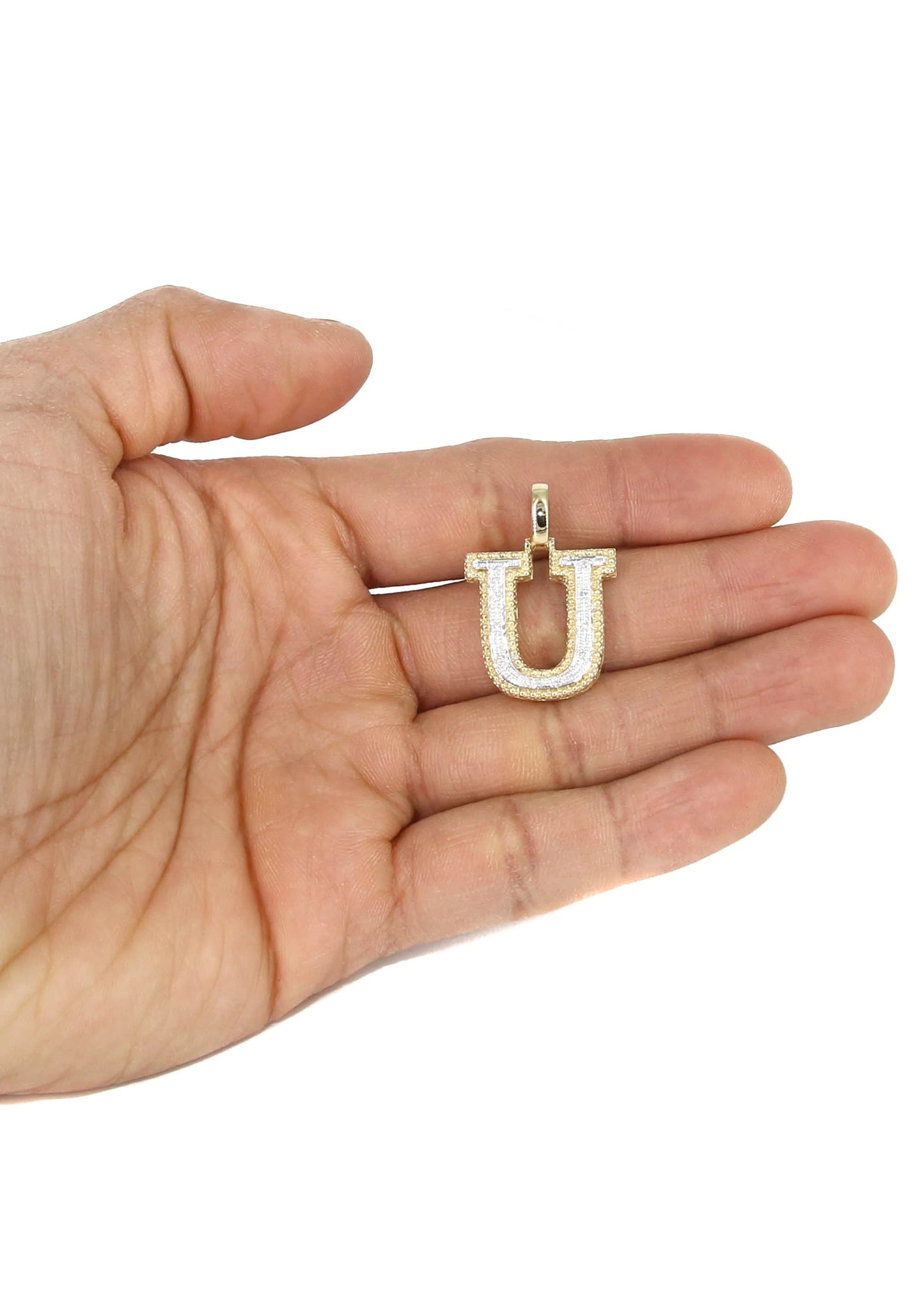 10k Yellow Gold Diamond Pendant Letter "U"