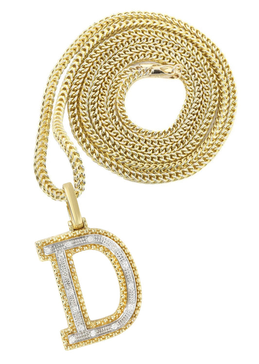 10k Yellow Gold Diamond Pendant Letter "D"