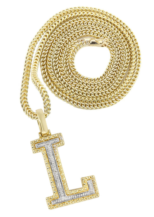 10k Yellow Gold Diamond Pendant Letter "L"