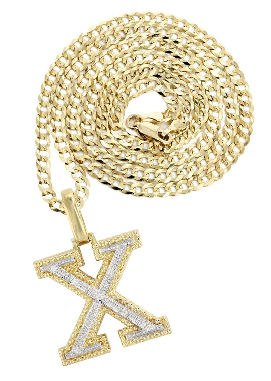 10k Yellow Gold Diamond Pendant Letter "x"