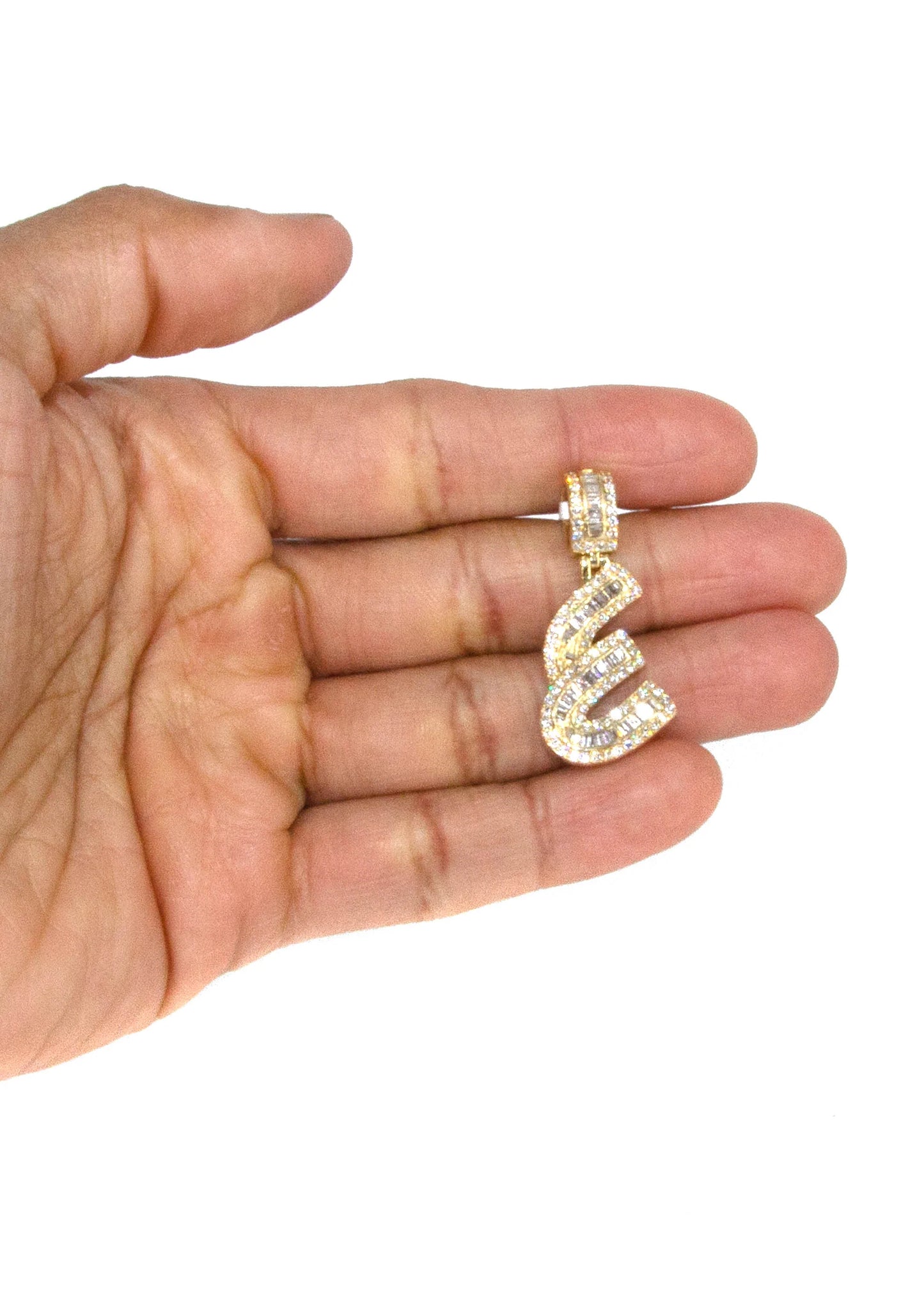14K Yellow Gold Letter "E" Baguette Diamond