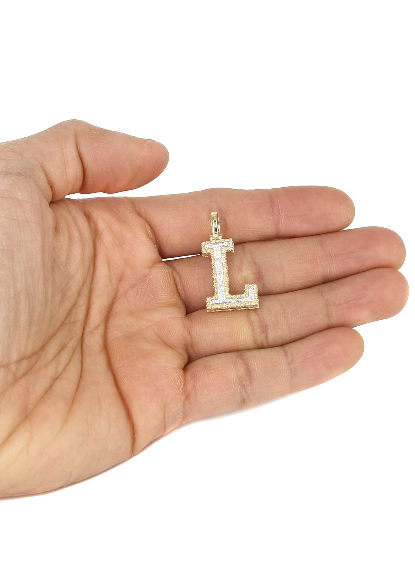 10k Yellow Gold Diamond Pendant Letter "L"