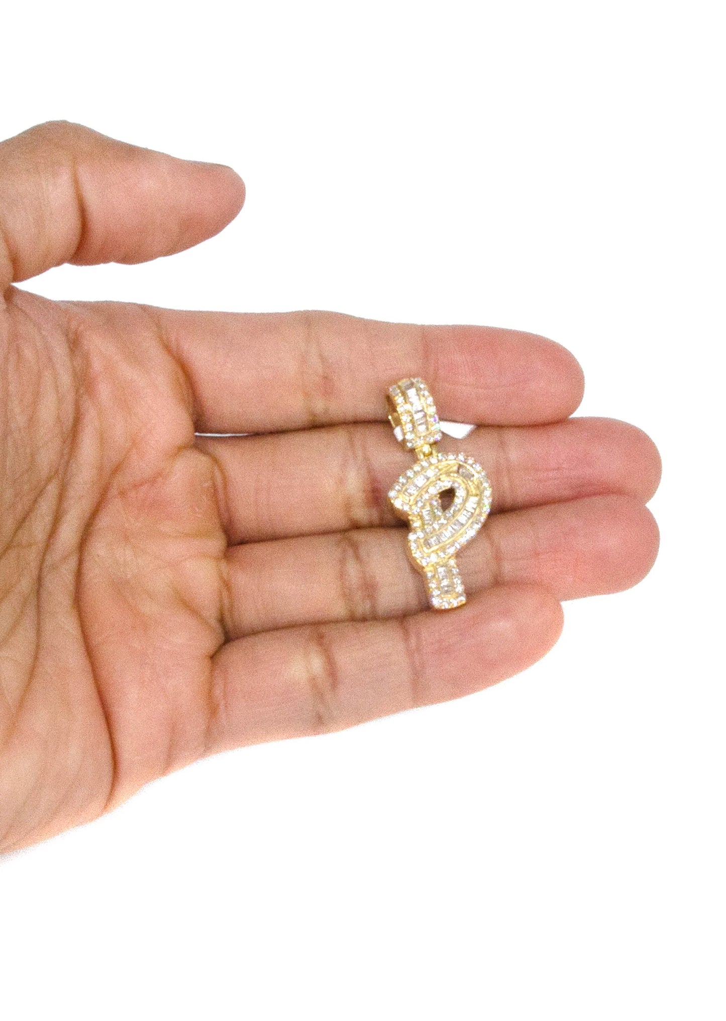 14K Yellow Gold Letter "P" Baguette Diamond