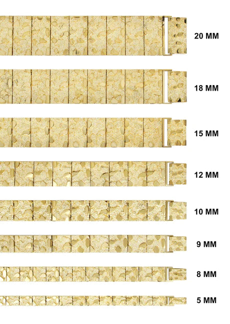 Mens Gold Nugget Bracelet 10K Gold