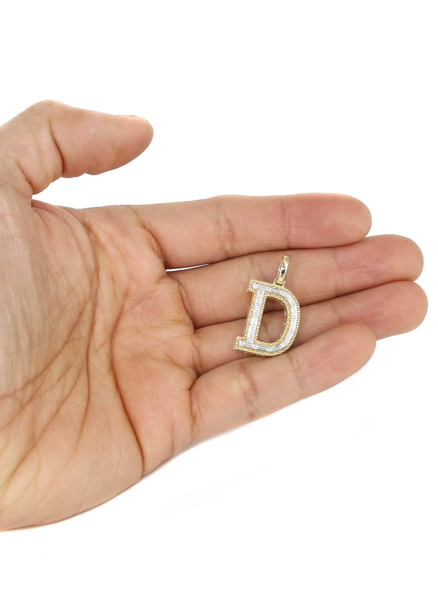 10k Yellow Gold Diamond Pendant Letter "D"
