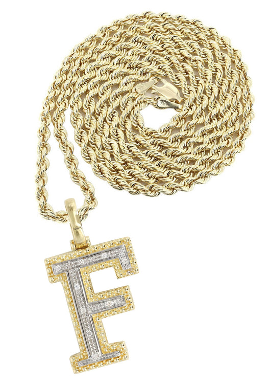 10k Yellow Gold Diamond Pendant Letter "F"
