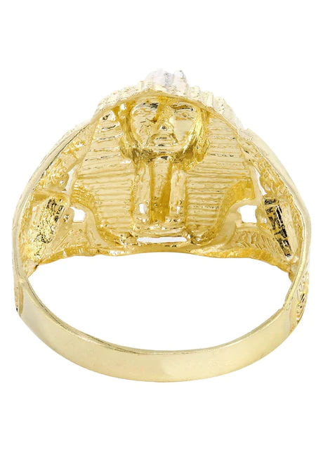 Pharoh & Ruby 10K Yellow Gold Mens Ring. | 4.2 Grams