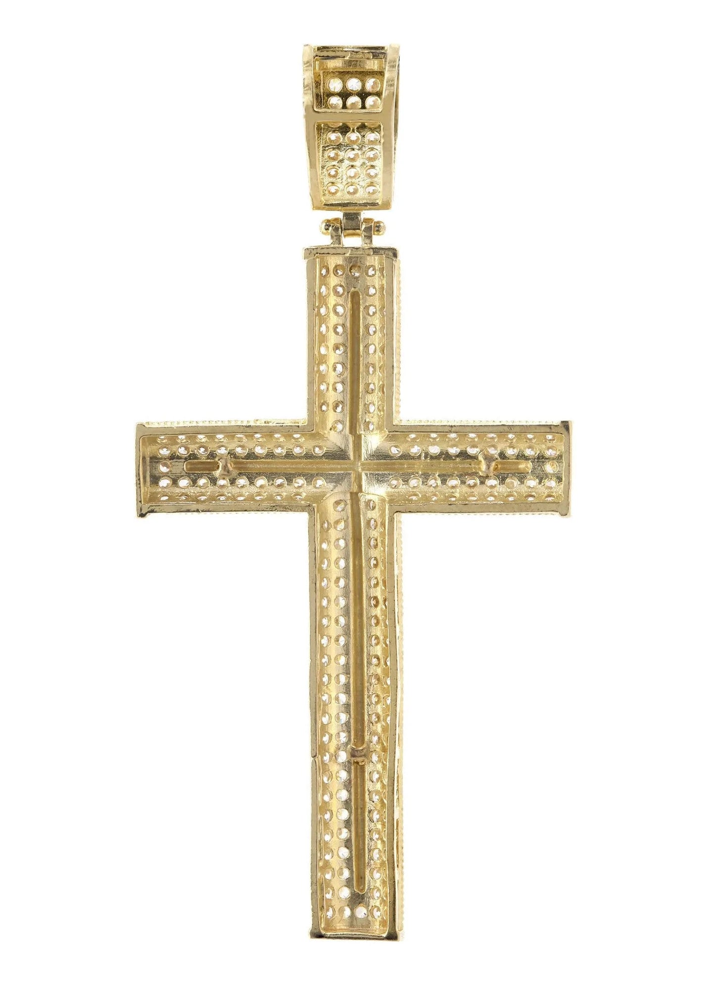 Big Gold Cross & Cz 10K Yellow Gold Pendant. | 7.9 Grams