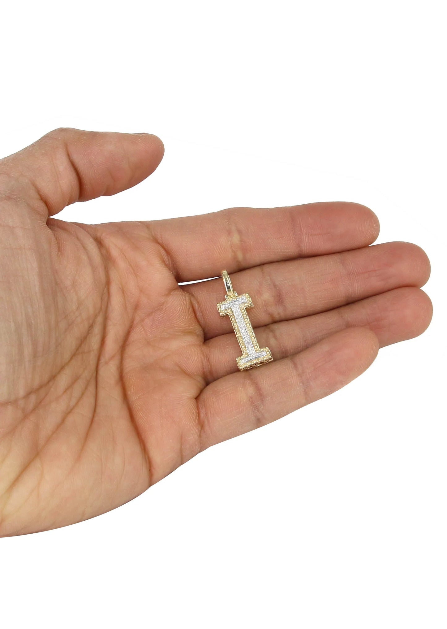 10k Yellow Gold Diamond Pendant Letter "I"