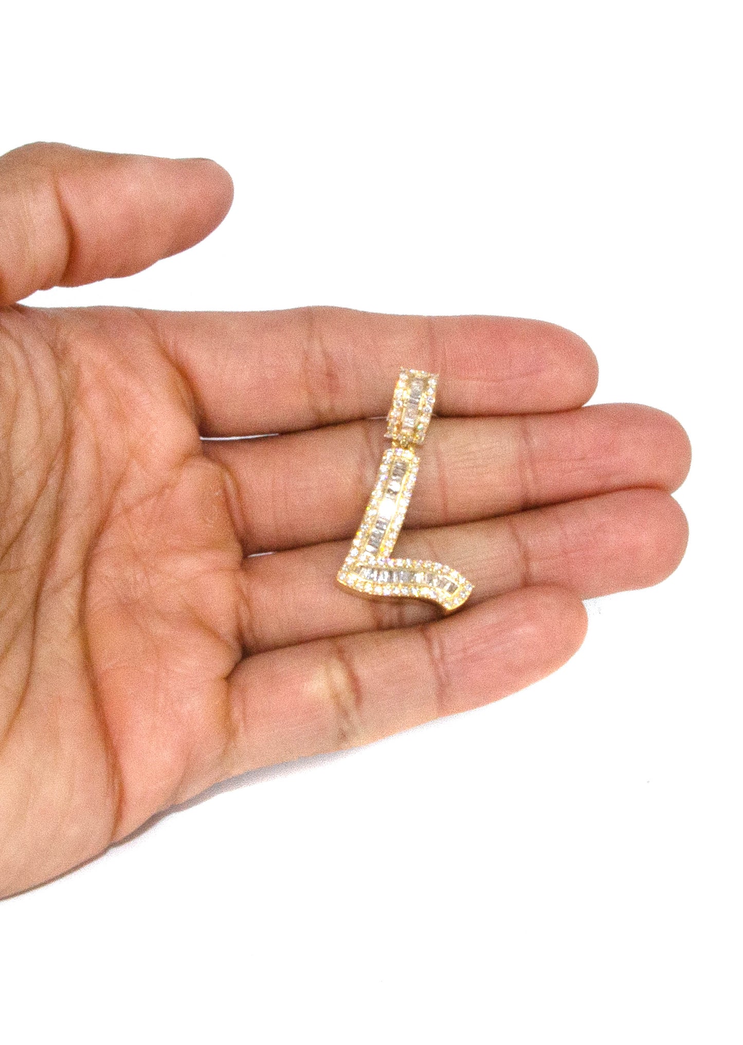 14K Yellow Gold Letter "L" Baguette Diamond