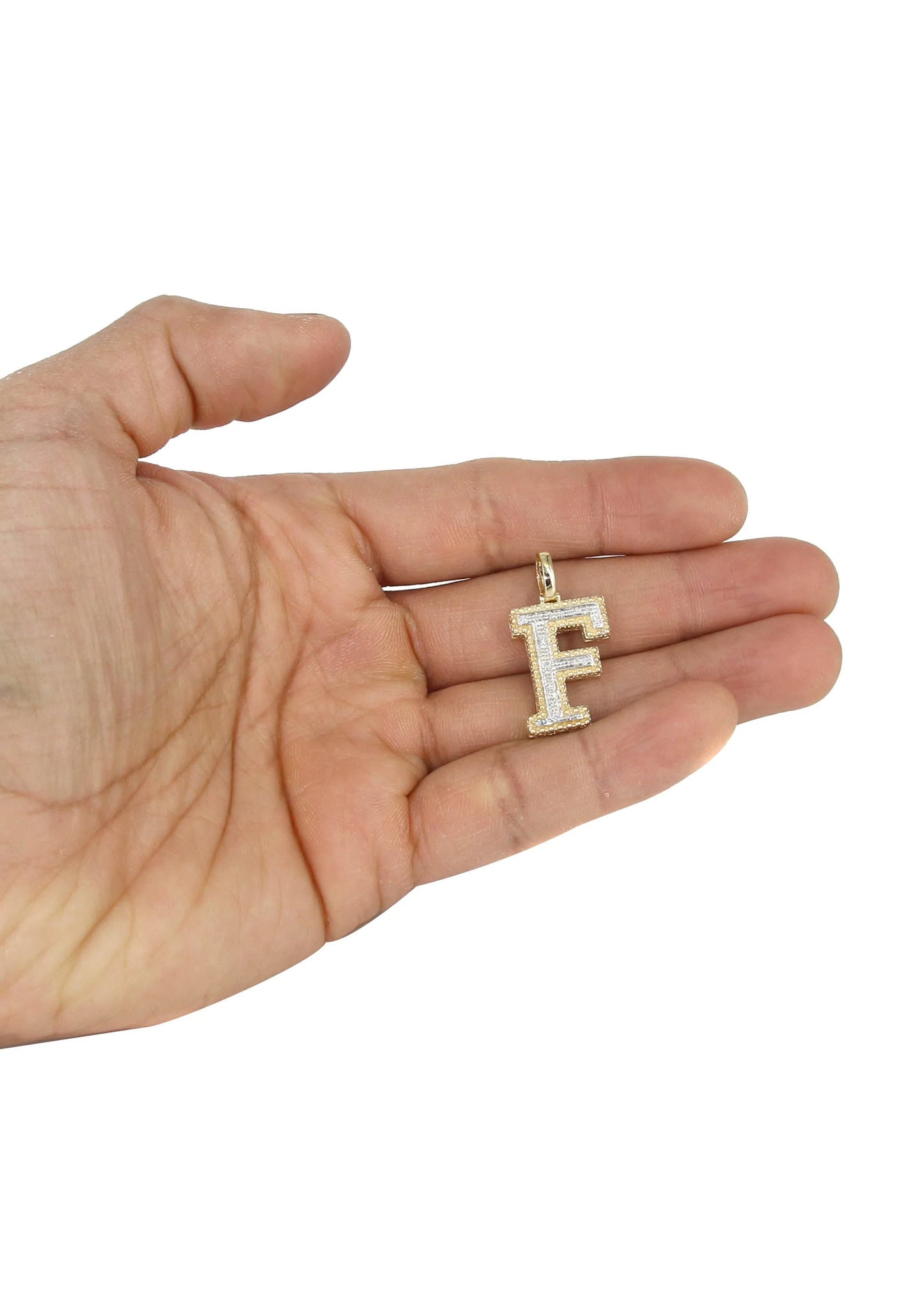 10k Yellow Gold Diamond Pendant Letter "F"