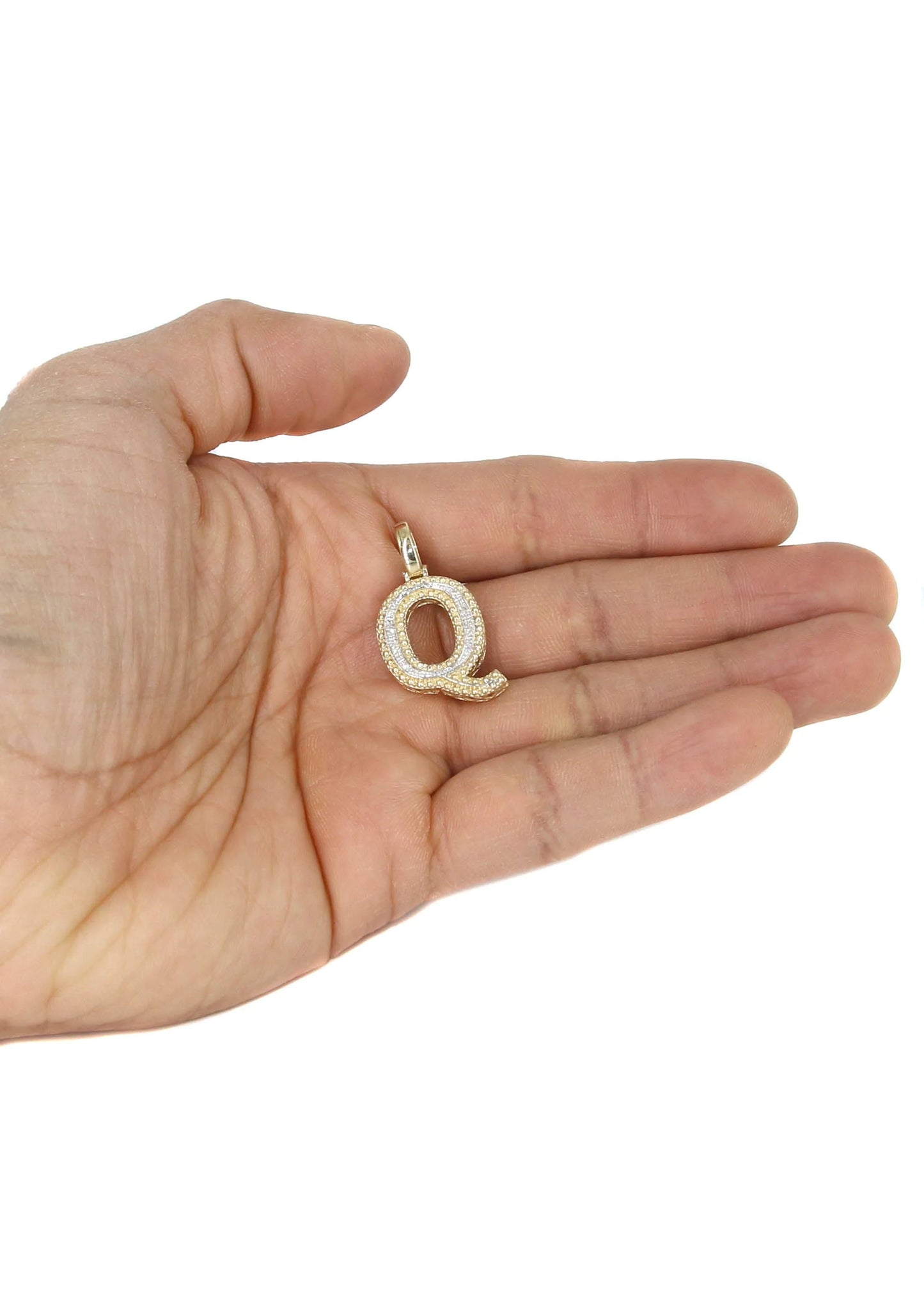 10k Yellow Gold Diamond Pendant Letter "Q"