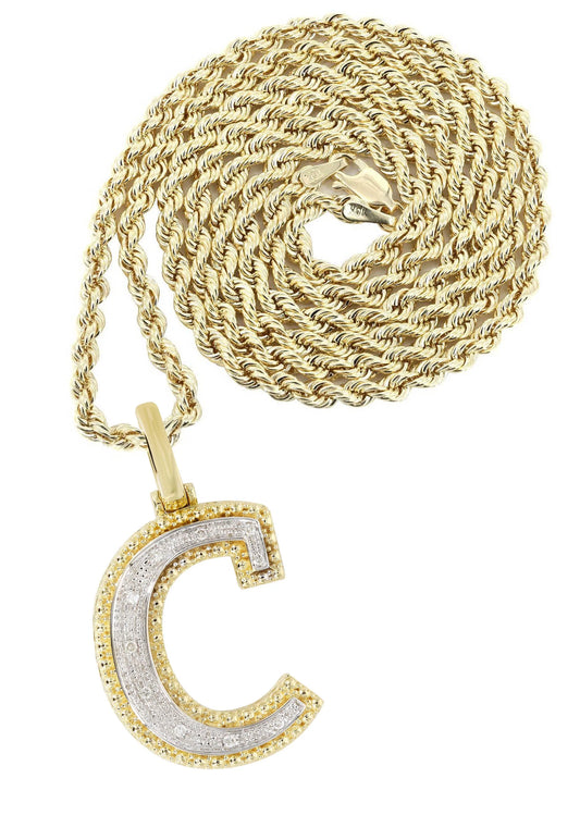 10k Yellow Gold Diamond Pendant Letter "C"