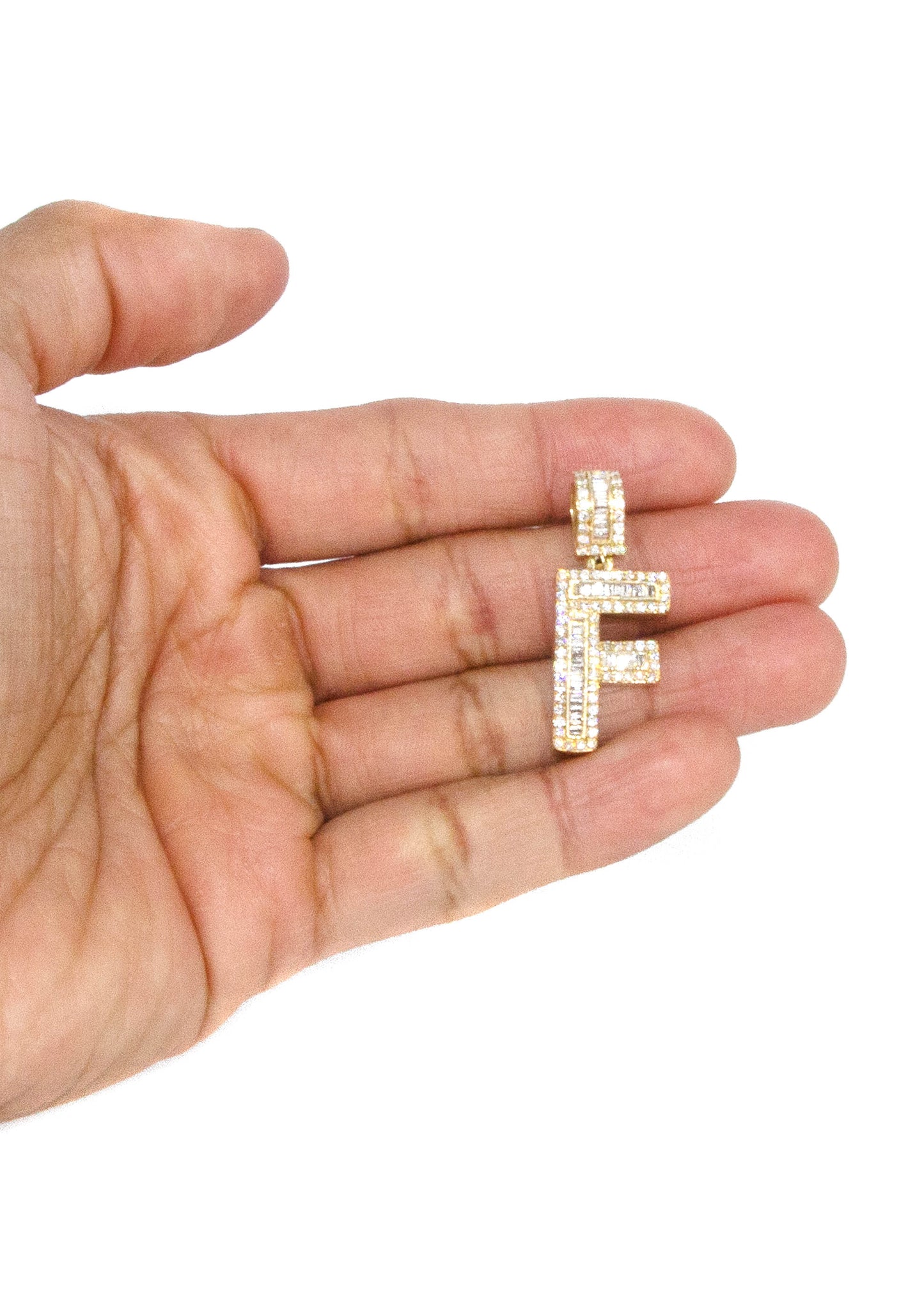 14K Yellow Gold Letter "F" Baguette Diamond