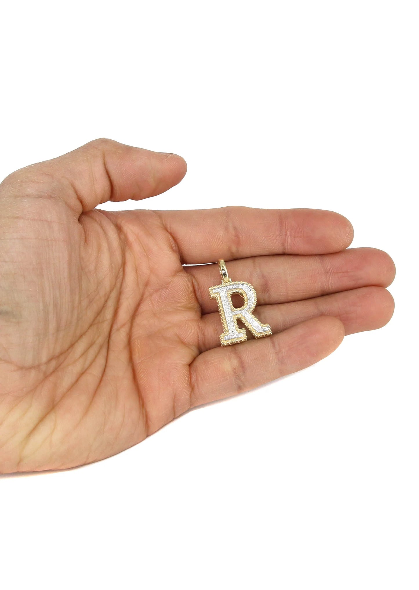 10k Yellow Gold Diamond Pendant Letter "R"