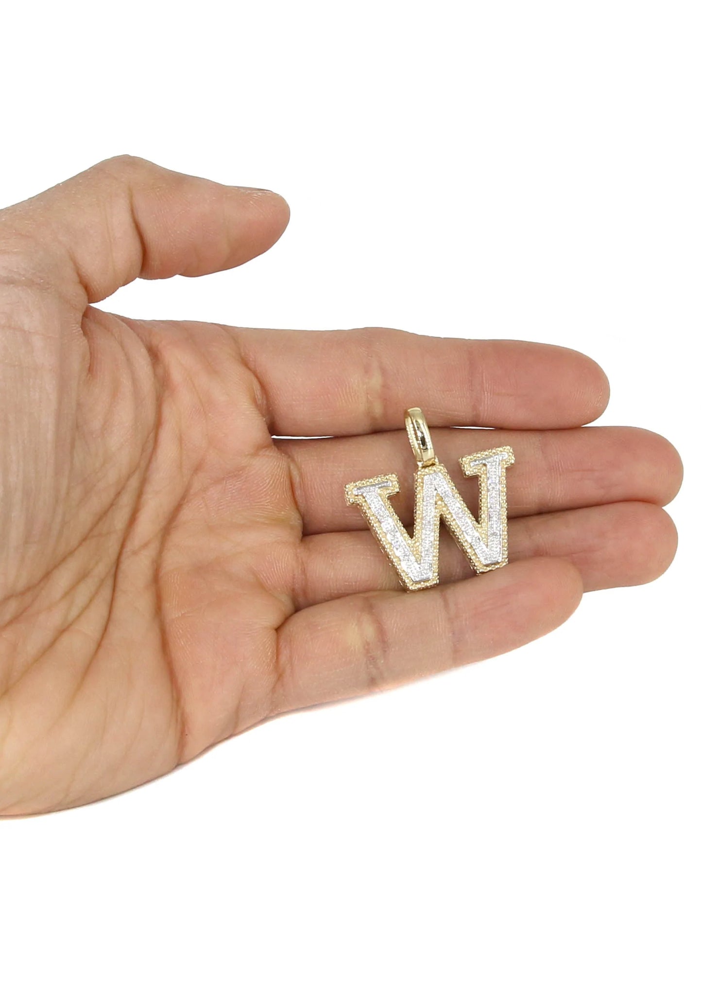 10k Yellow Gold Diamond Pendant Letter "W"
