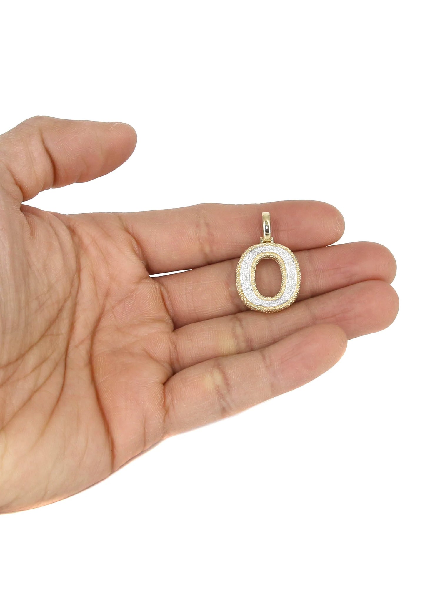 10k Yellow Gold Diamond Pendant Letter "O"