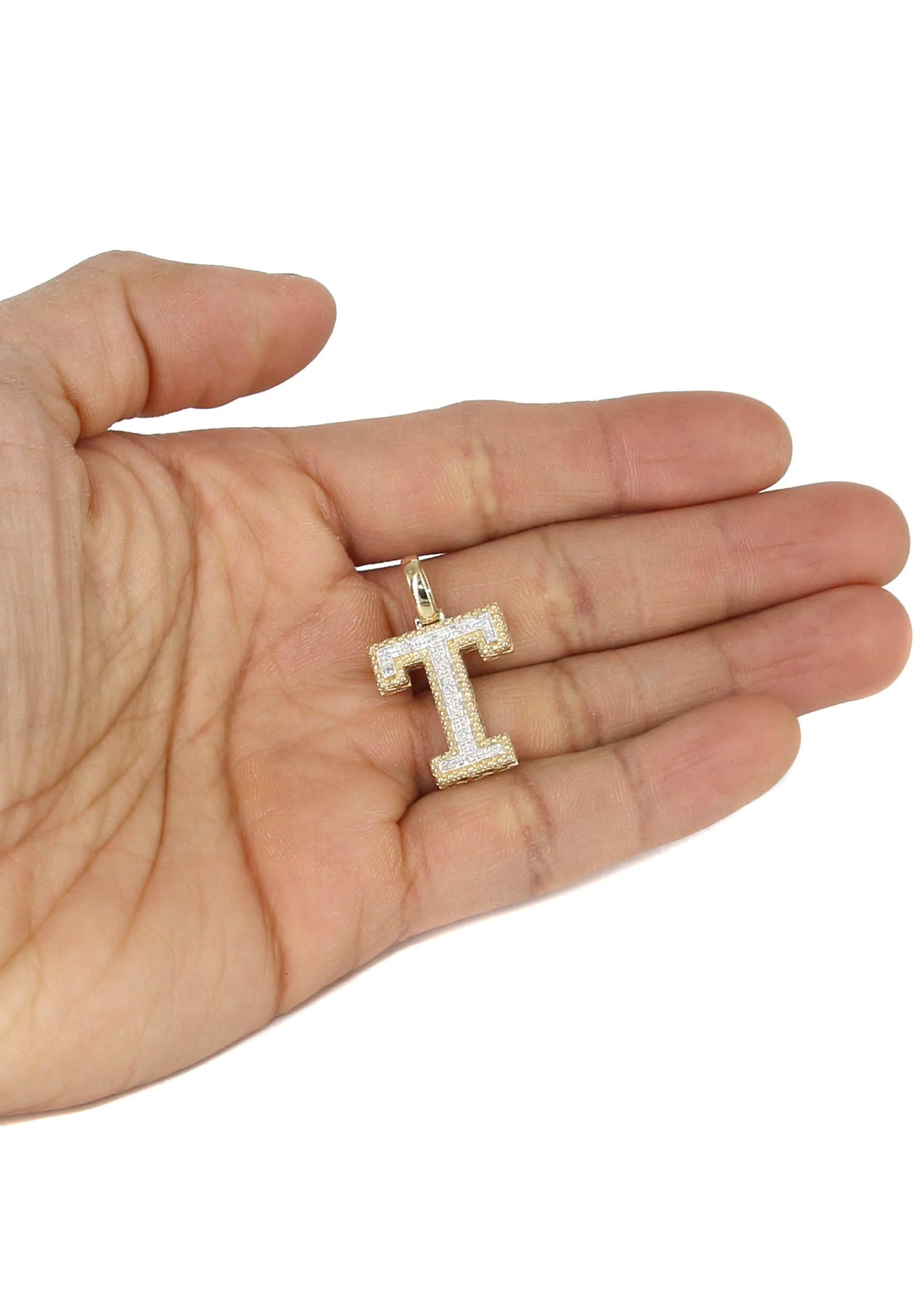 10k Yellow Gold Diamond Pendant Letter "T"