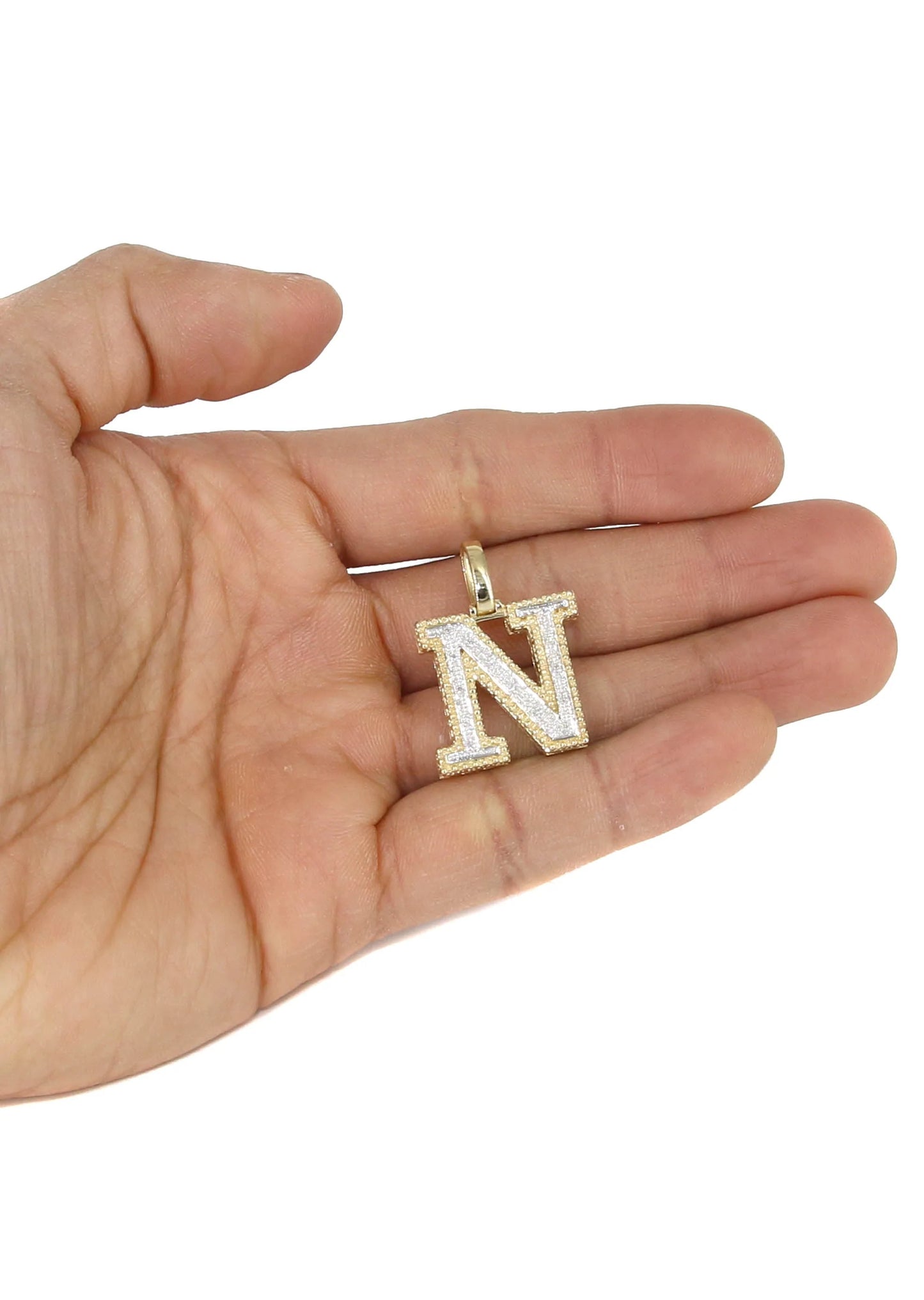 10k Yellow Gold Diamond Pendant Letter "N"