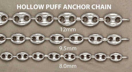 White Gold Chain - Mens Hollow Puff Chain 10K Gold