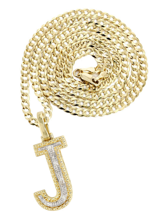 10k Yellow Gold Diamond Pendant Letter "J"
