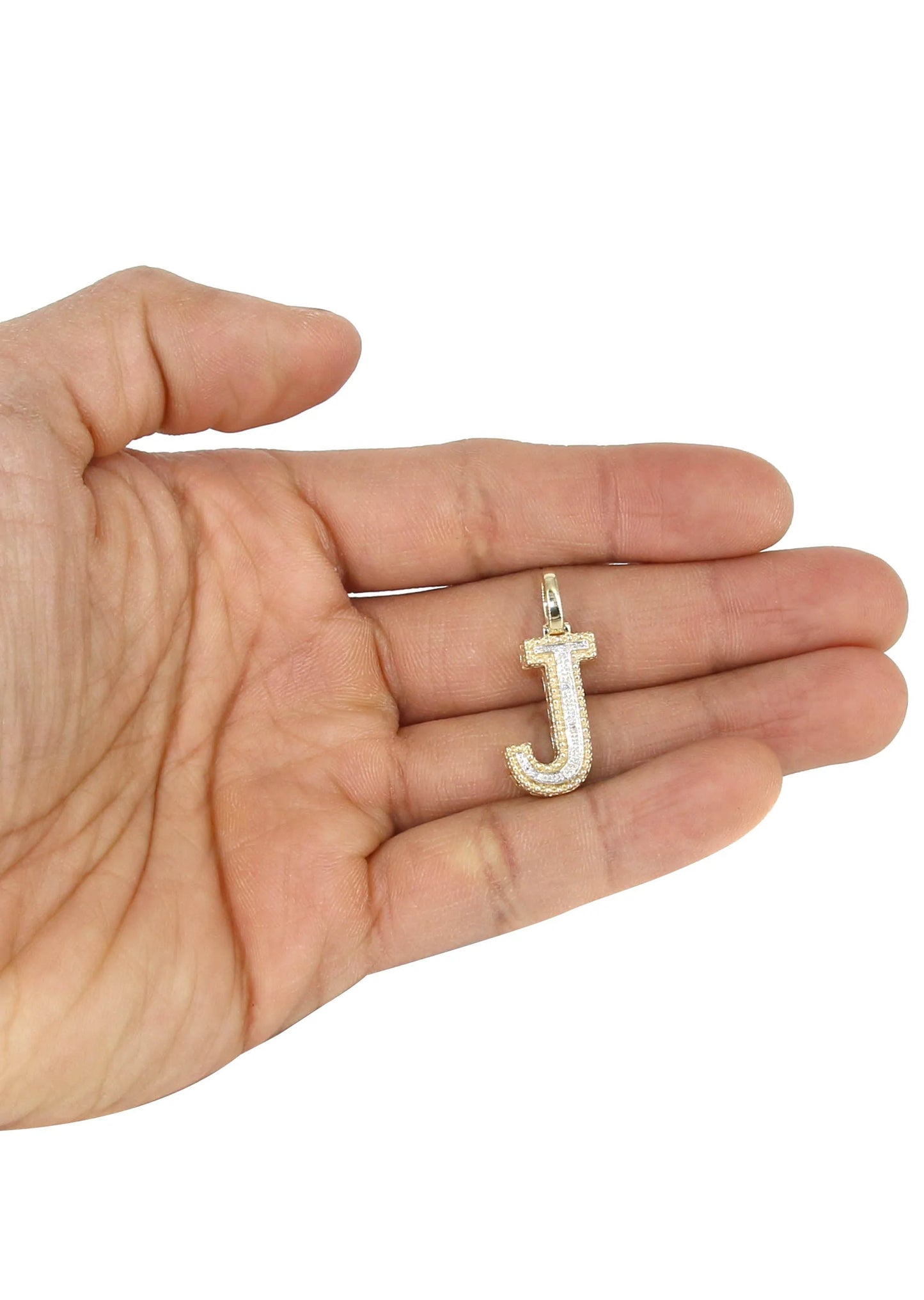 10k Yellow Gold Diamond Pendant Letter "J"