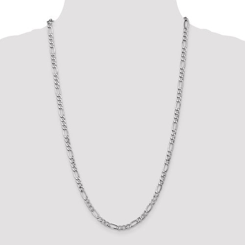 Gold Chain - Mens Hollow Figaro Chain 10K White Gold