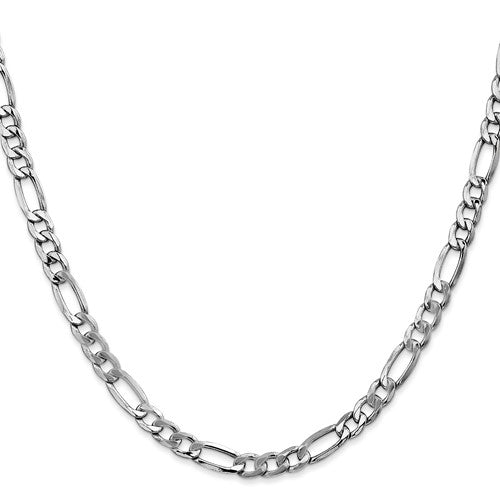 Gold Chain - Mens Hollow Figaro Chain 10K White Gold