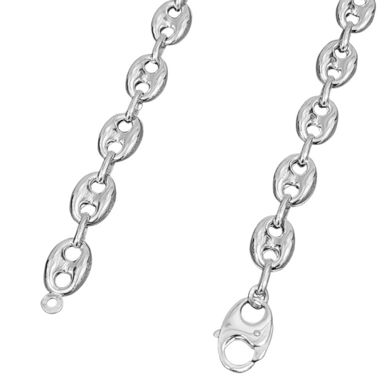 White Gold Chain - Mens Hollow Puff Chain 10K Gold