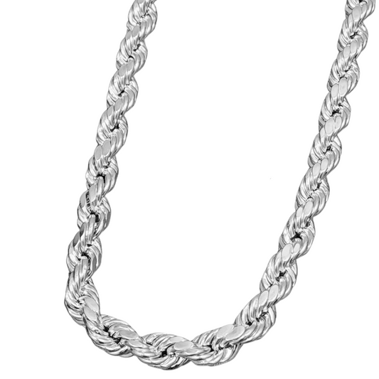 10KT White Gold Hollow Rope Chain