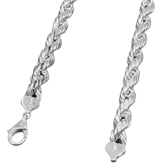 10KT White Gold Hollow Rope Chain