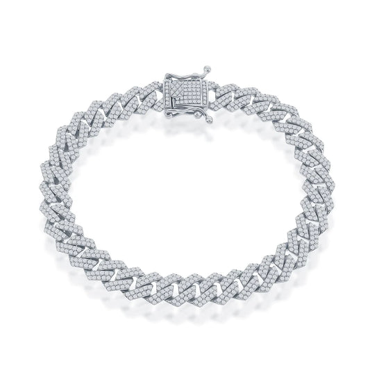 Luxurious Sterling Silver 10MM Monaco Bracelet With Cz