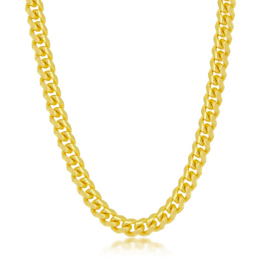 Silver Gold Polish Chain / Miami Cuban Link Chain - 925 Sterling Silver Chain