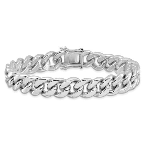 White Gold Miami Cuban Bracelet Hollow - 10K White Gold Bracelet