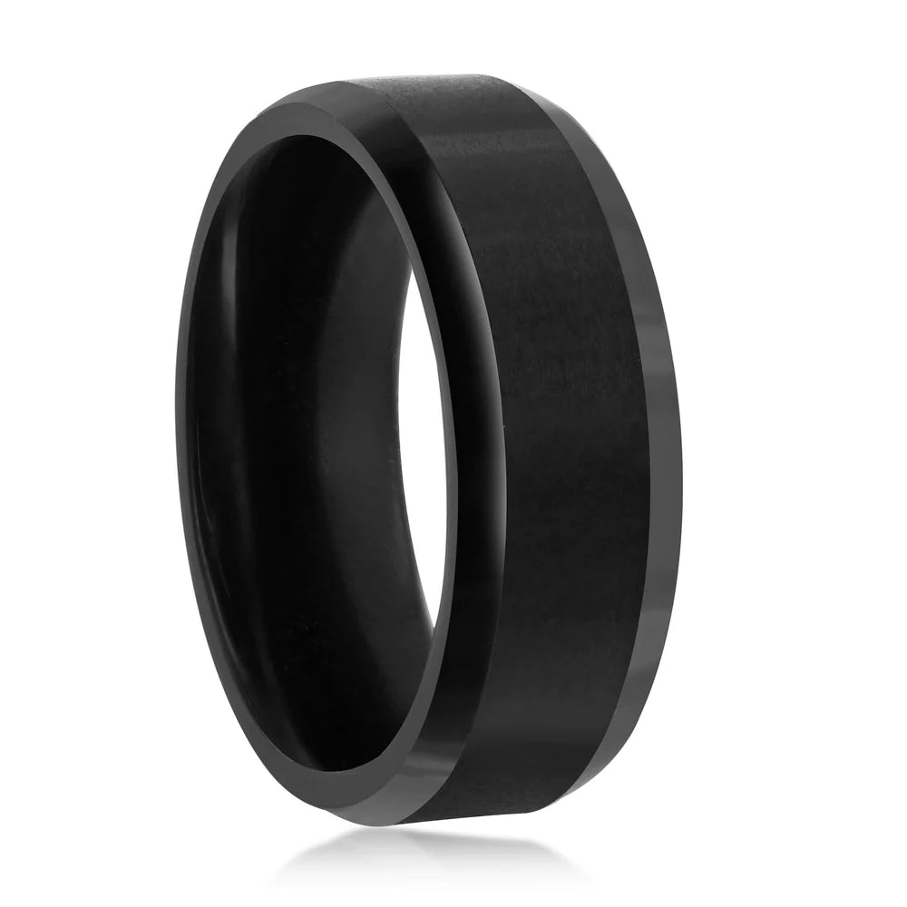 8MM tungsten Ring - Polished & Brushed Black