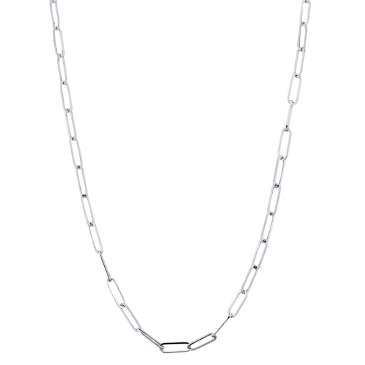 Paper Clip White Gold Chain 10K