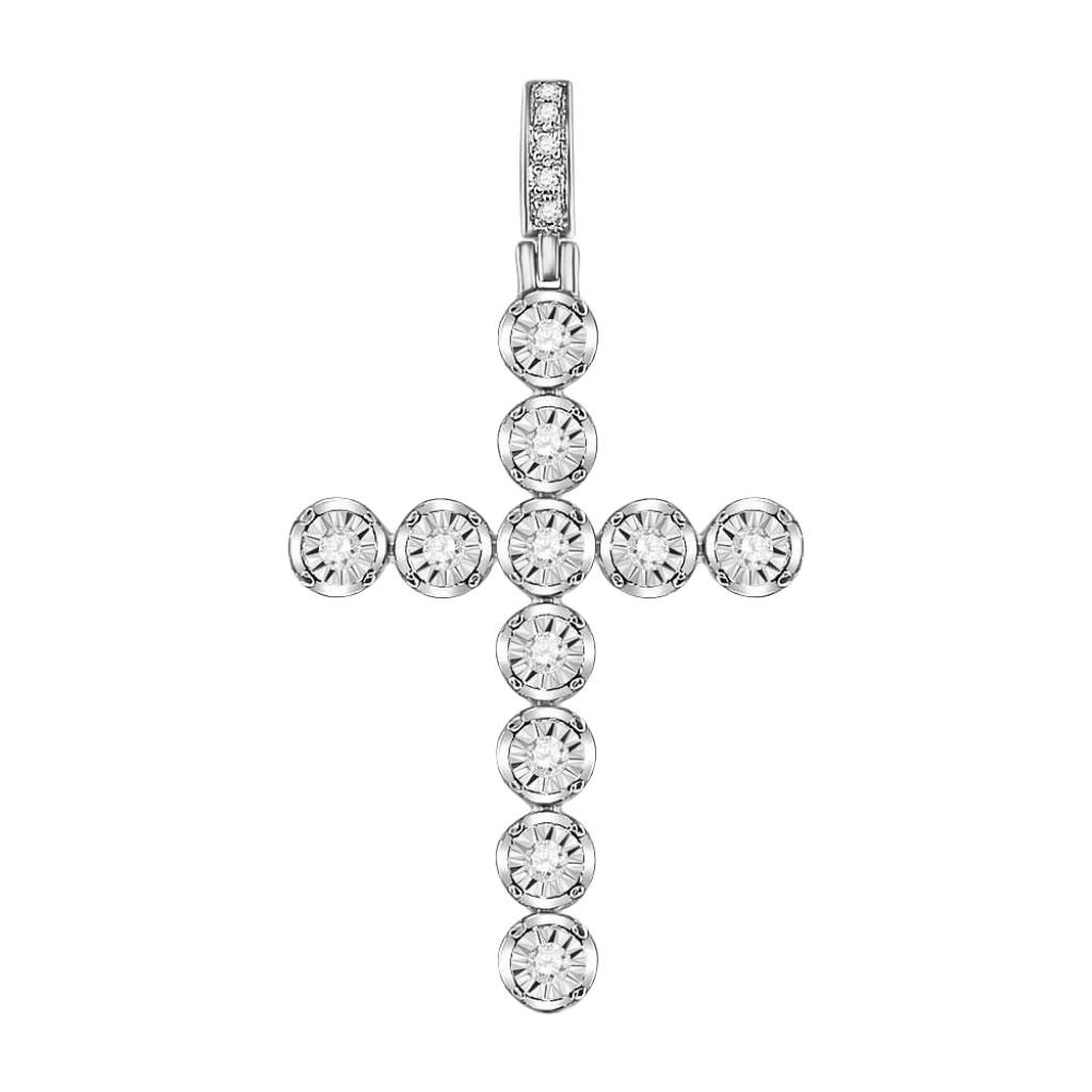 Men's Round Diamond Cross Charm Pendant in 10KT Gold