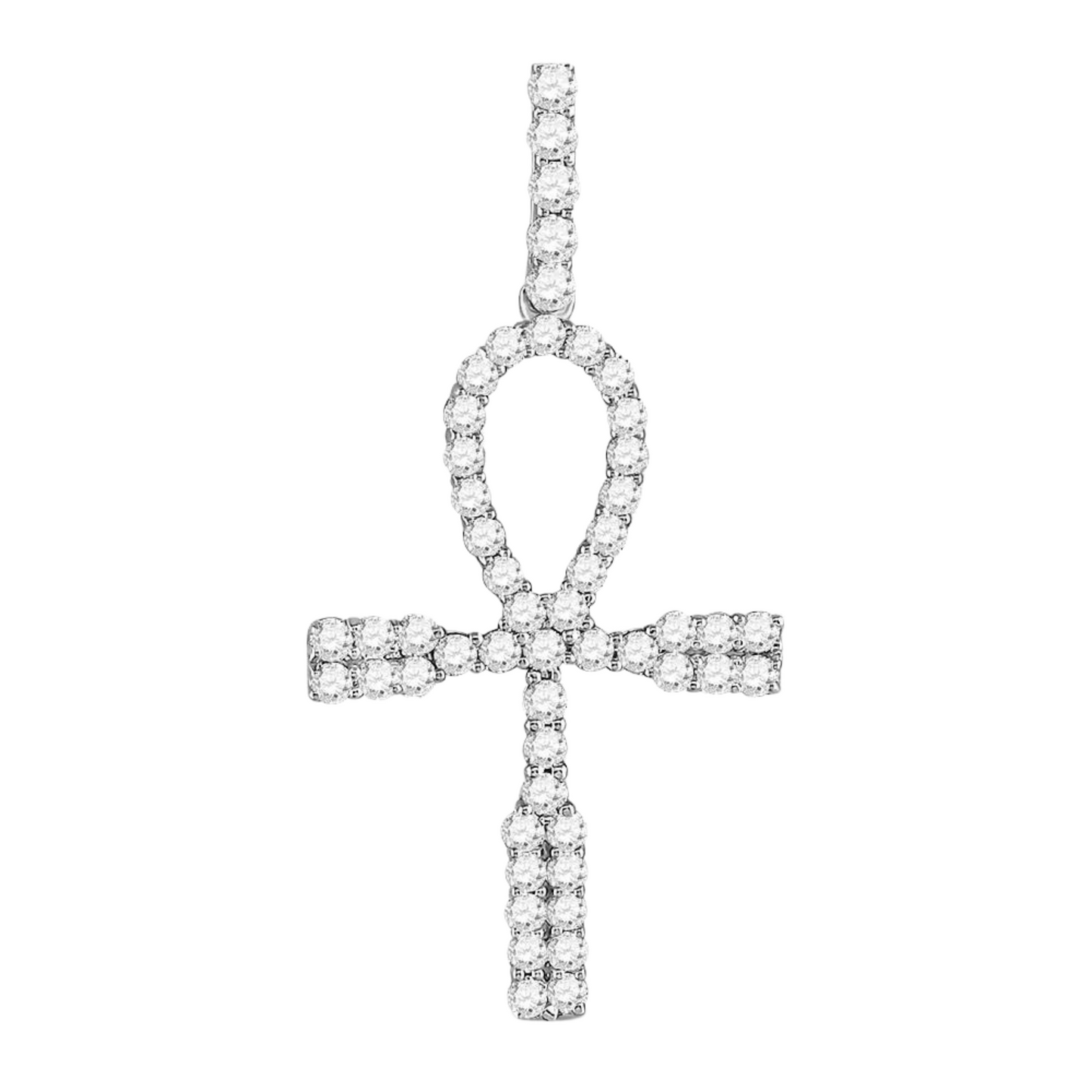 Men's Round Diamond Ankh Cross Charm Pendant in 10KT Gold