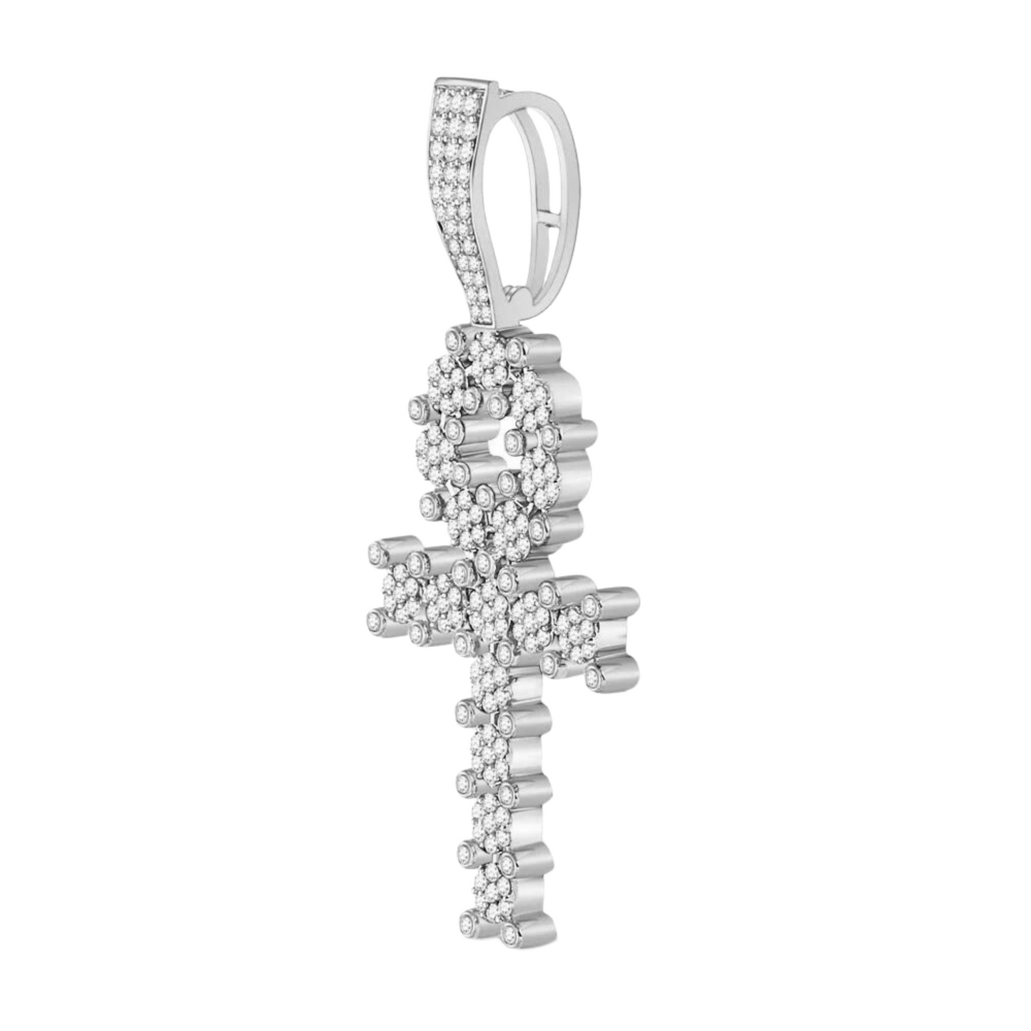 Men's Round Diamond Ankh Cross Charm Pendant in 10KT Gold