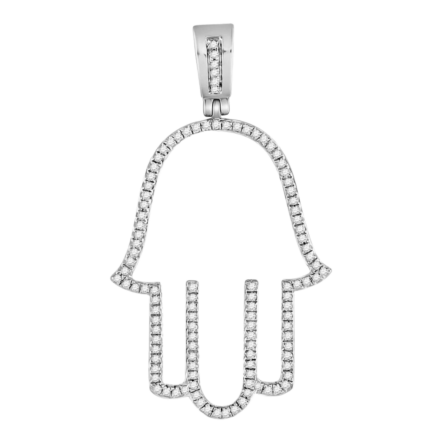 Men's Round Diamond Hamsa Fatima Hand Charm Pendant in 10KT Gold