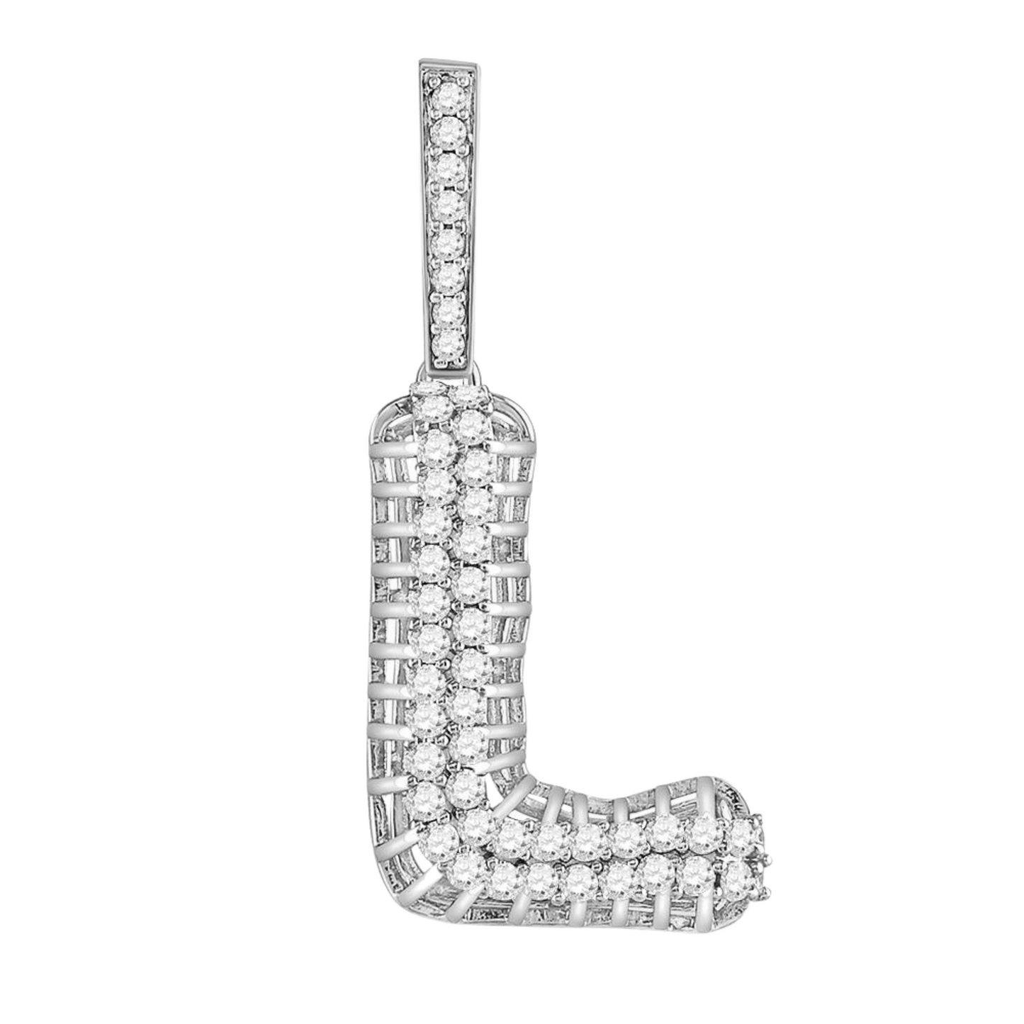 Gold Diamond "L" Letter Charm Pendant-10KT Diamond