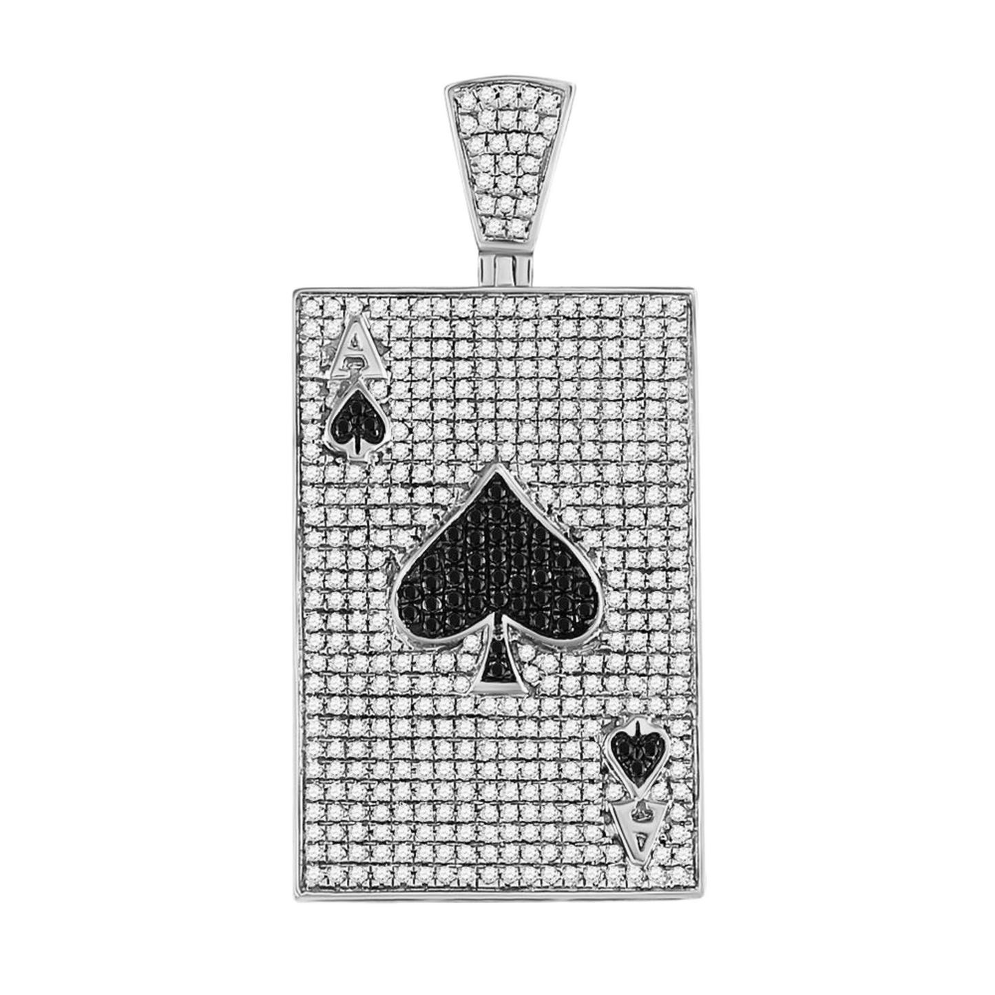 Gold Diamond Black Color Enhanced Diamond Ace Spades Card Pendant - 10KT Gold