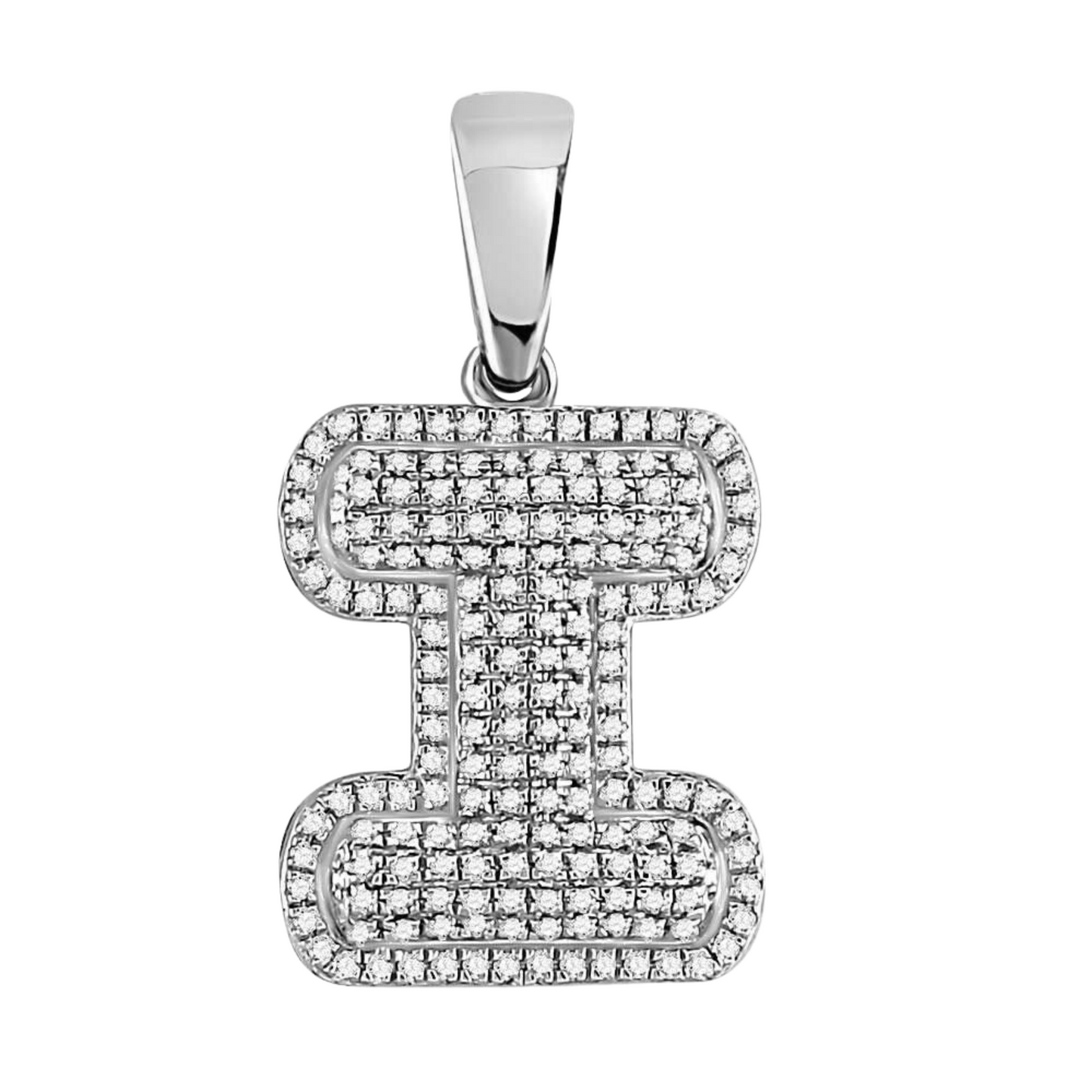Gold Diamond Letter "I" Bubble Initial Charm Pendant - 10KT Gold